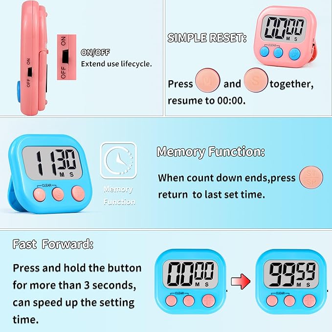 Timer for Kids Teachers Supplies Digital Kitchen Timers for Cooking Large - Image 5