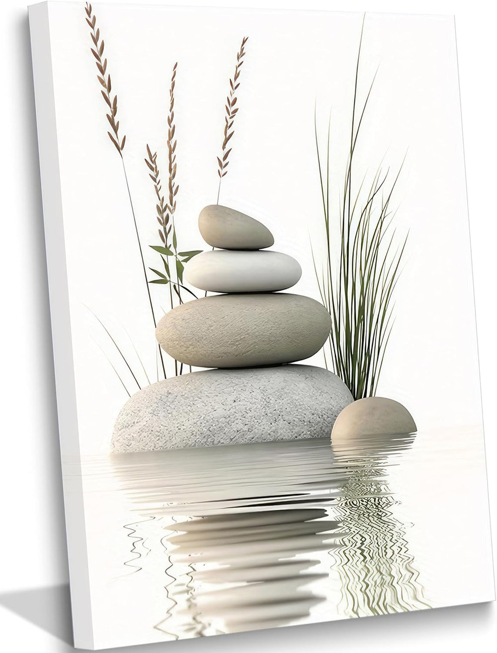 KBIERQN Zen Bathroom Canvas Wall Art-Framed 16x24in