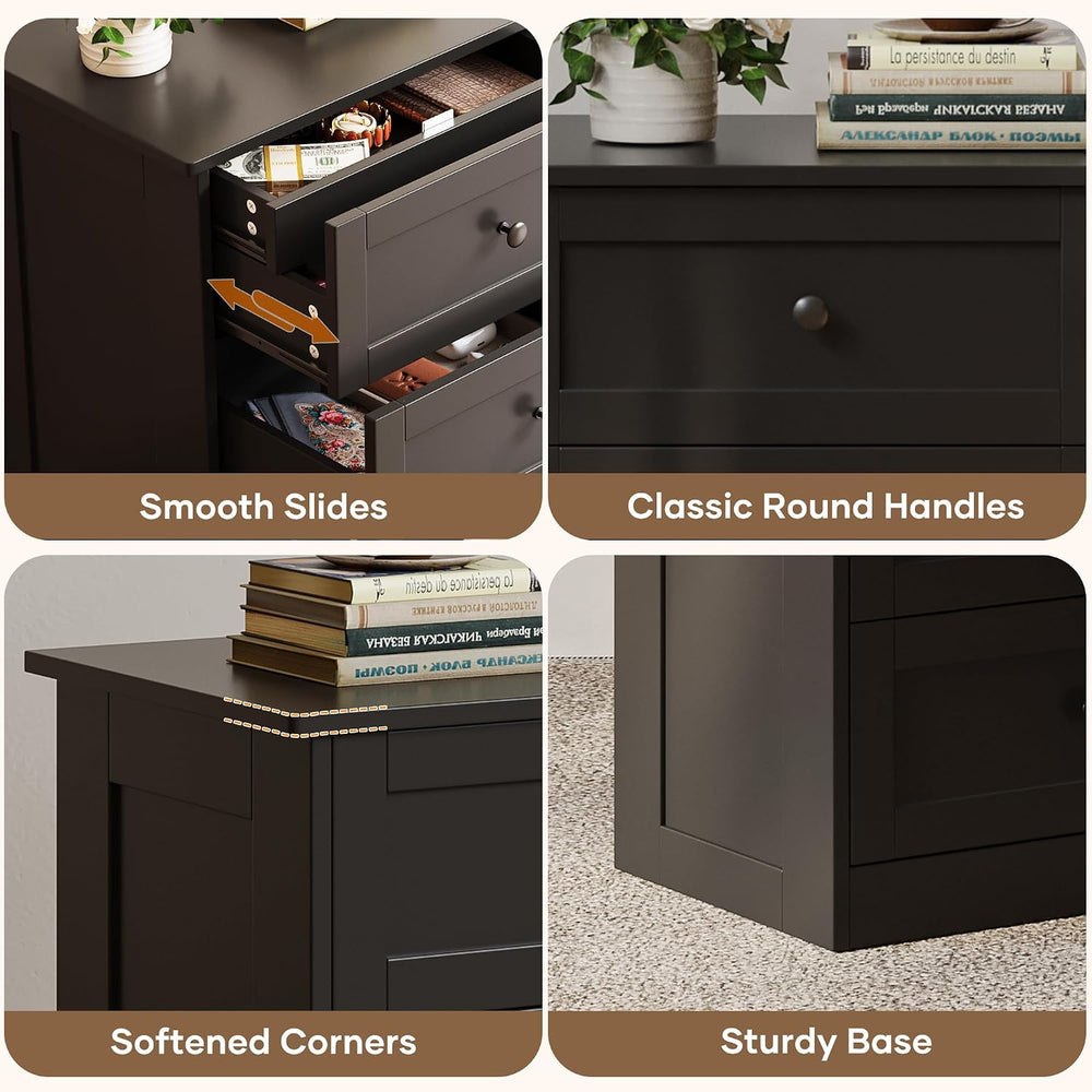 wanan Dresser for Bedroom Set of 2, Black Modern 19'' Wide Wood Chest...