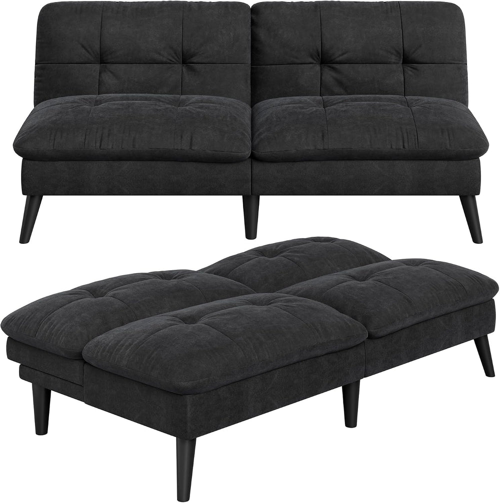 Vongrasig Small Futon Sofa Bed Velvet Futon Couch with Adjustable Backrest, C...