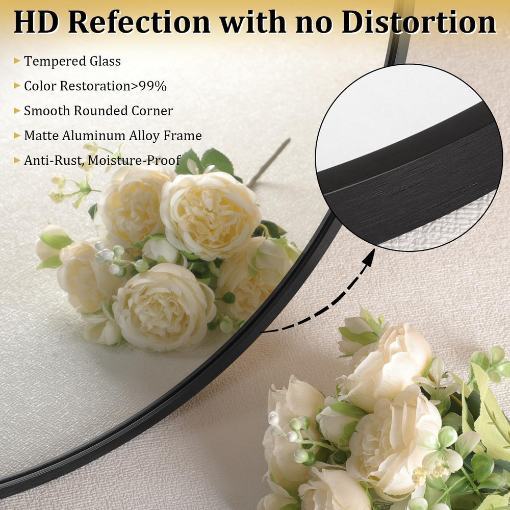 JJUUYOU Irregular Wall Mirror Black Metal Framed Decorative Asymmetrical Bath...