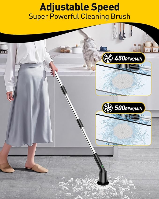 Electric Spin Scrubber for Cleaning Bathroom, Shower Scrubber Rotary Floor - Image 3