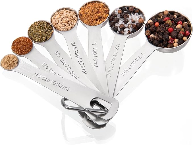 Doosu Measuring Spoons Set of 7-18/8 Stainless Steel Heavy Duty Teaspoons by Doosu