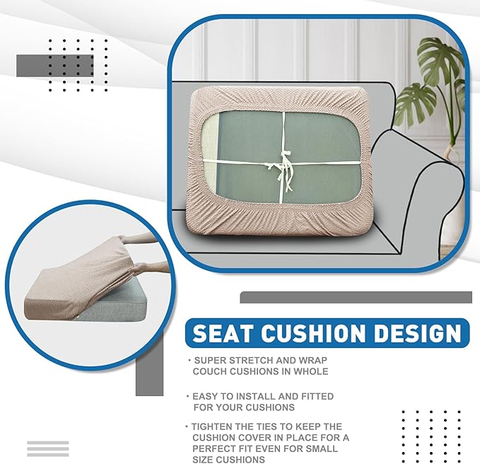 XINEAGE Large Couch Cushion Covers Seat Cushion Cover Thick Stretch Sofa - Image 6