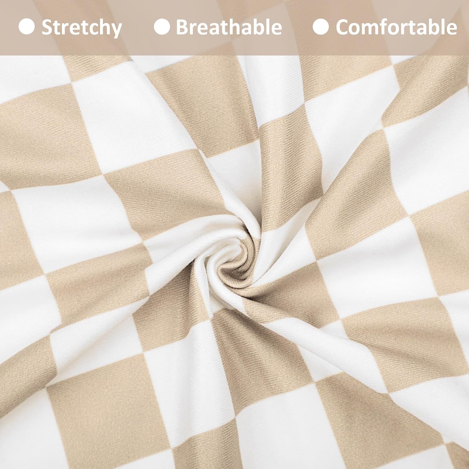 DILIMI Nursing Pillow Cover, Stretchy Removable Case for Breastfeeding Pillows, Ultra Soft Comfortable Slipcover for Baby Girl and Boy, Light Brown Checkerboard