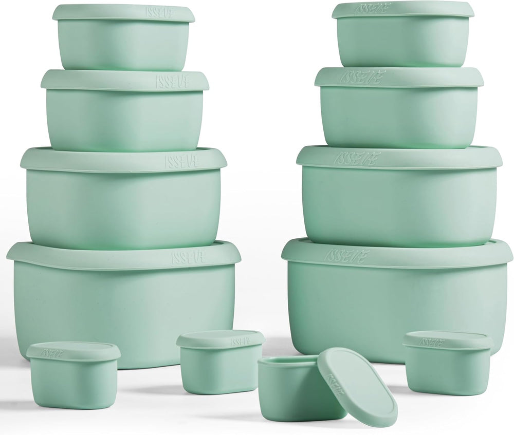 ISSEVE 12Pcs/Set Nesting Silicone Food Storage Containers