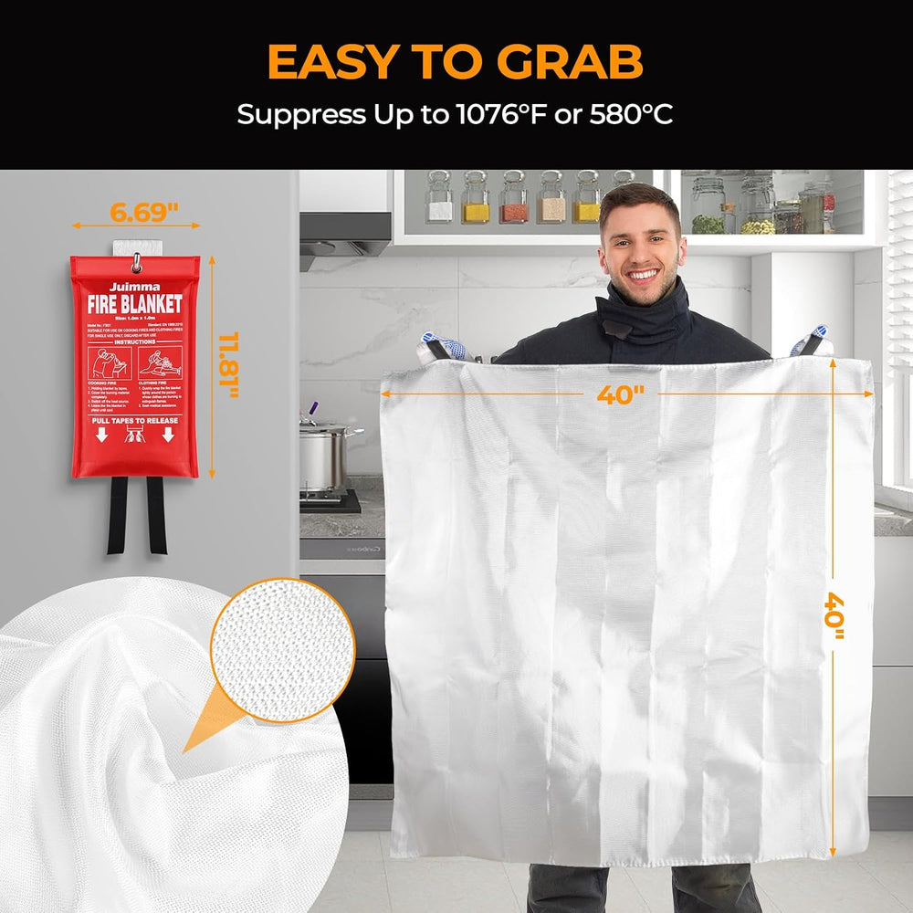 Juimma Fire Blanket Emergency for Home and Kitchen, 40" x 40", 4 Packs