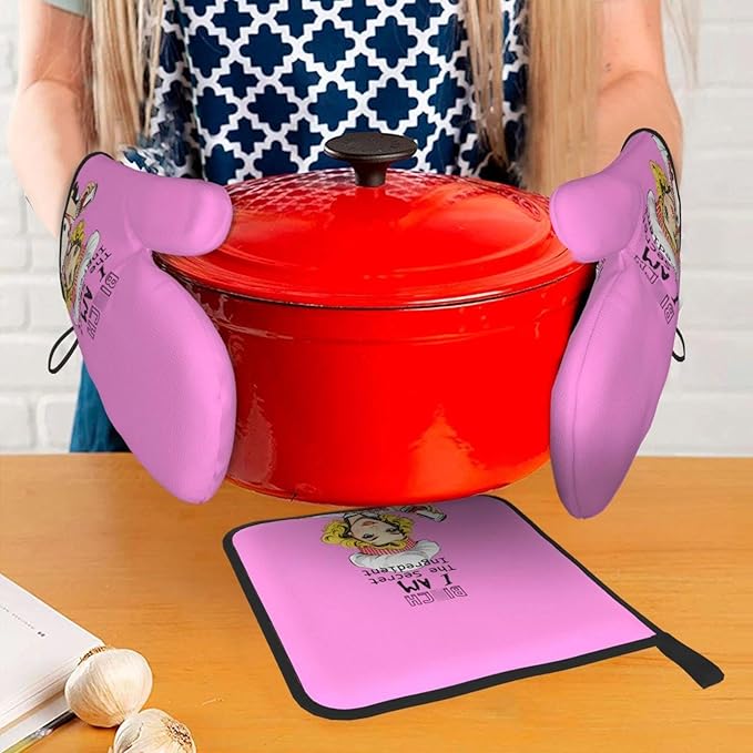 Funny Oven Mitts and Pot Holders Sets, Cute Kitchen Oven Mitts Heat Resistant - Image 7