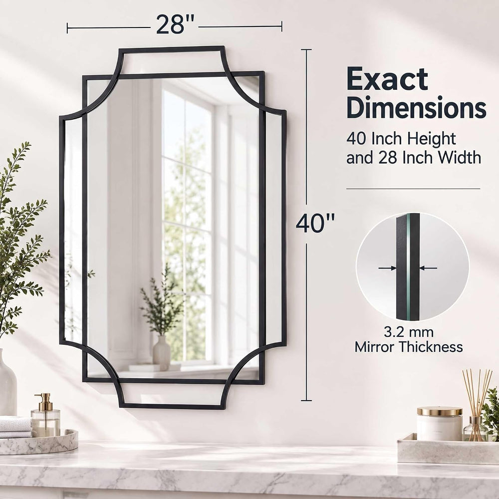 Large Wall Mirrors for Decor, Black Bathroom Mirror 40''X28''