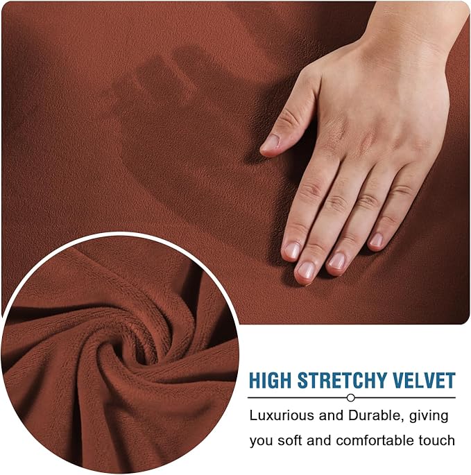 H.VERSAILTEX Real Velvet Plush 3 Piece Stretch Sofa Covers Couch Covers - Image 5