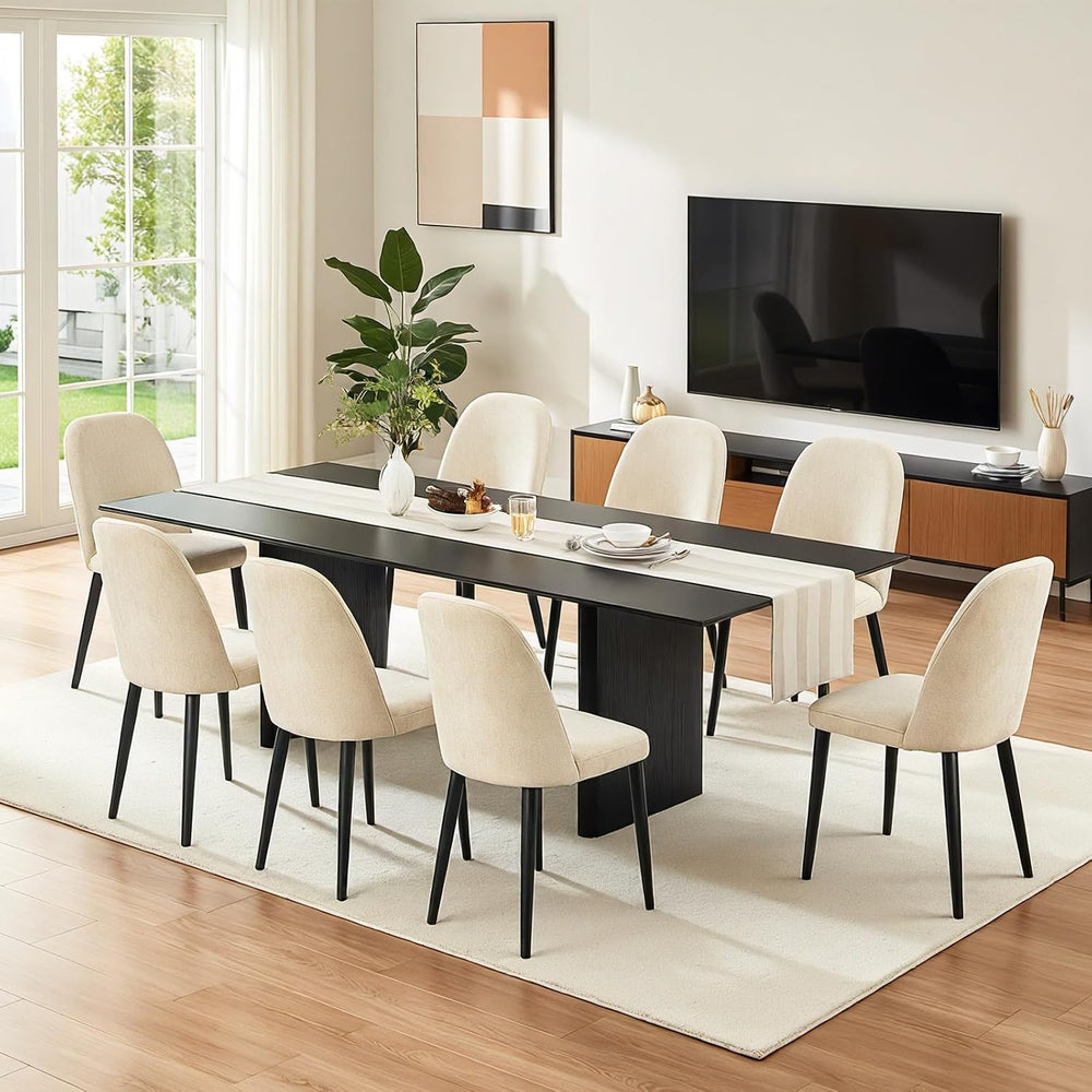 Upholstered Dining Chairs Set of 8 Modern Kitchen Chairs Chenille Fabric Dini...