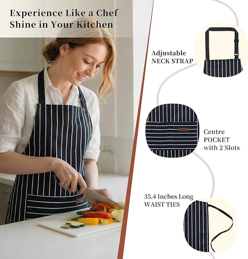 2 Pack Cooking Aprons Adjustable Bib Apron - Image 2
