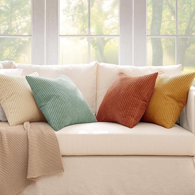 MIULEE Boho Farmhouse Throw Pillow Covers 16x16 Inch Set of 4 Modern Natural - Image 3