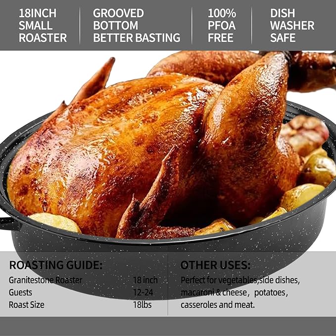 Granite Roasting Pan, 18” Enameled Roasting Pan