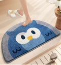 Ankah Half Round Bath Rug, Cute Animal Cartoon, High Absorbent, Non-Slip Pad, Machine Washable, Plush Comfort for Floor Cushion, Tub and Shower, Adorable Bathroom Decor, 17.7"x29.5", (Owl)