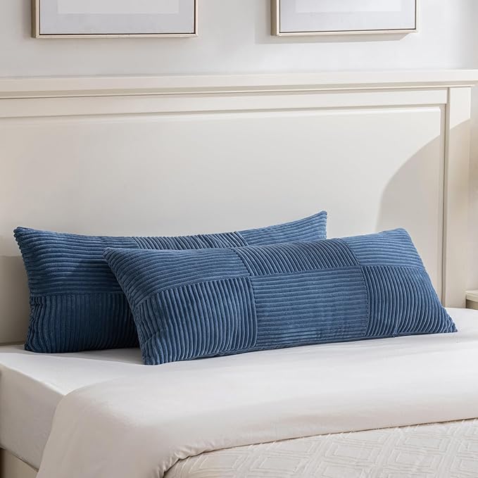 Fancy Homi Set of 2 Dusty Blue Boho Long Lumbar Body Decorative Throw Pillow by Fancy+Homi