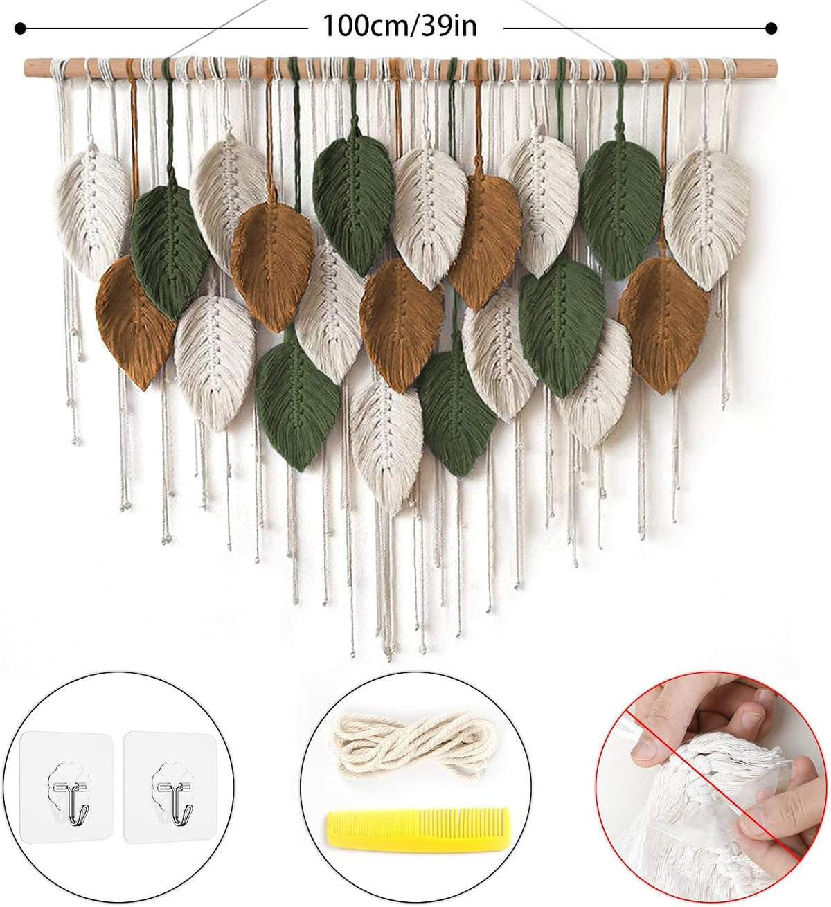 large macrame wall hanging boho woven tapestry chic shown in use