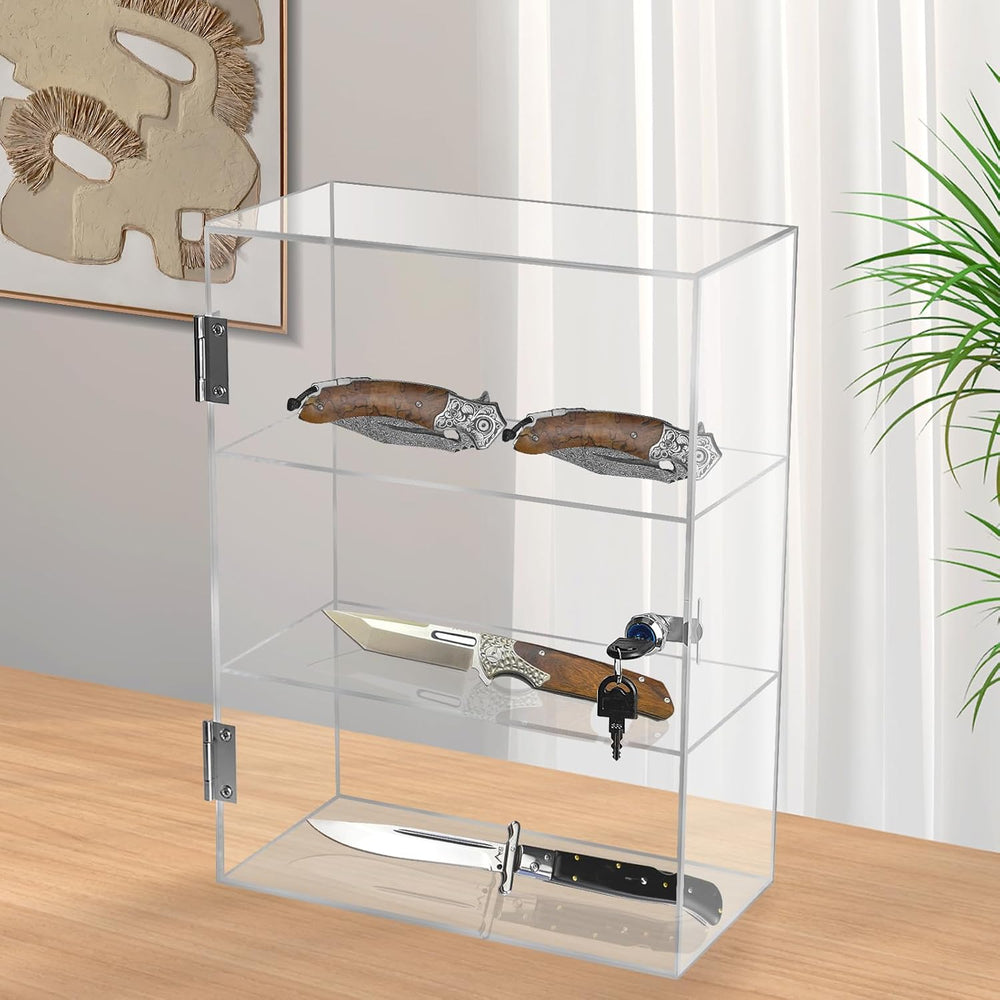 DuvinDD Acrylic Display Case with Lock, Collectibles Showcase Clear