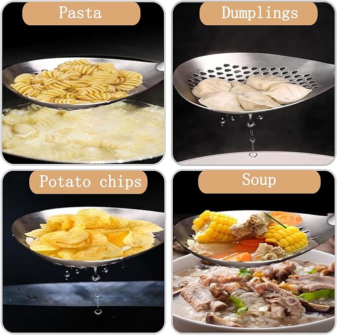 Stainless Steel Colander Strainer Pasta Food Noodle Grease Drain Fine Mesh - Image 7