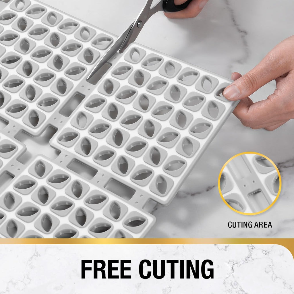 HITSLAM Shower Mat Anti Slip, 24x24 Inch Cut to Fit No Odor Soft TPE Shower Stall Mat, Square Bath Mat with Suction Cups and Drain Holes, Soft on Feet, Grey
