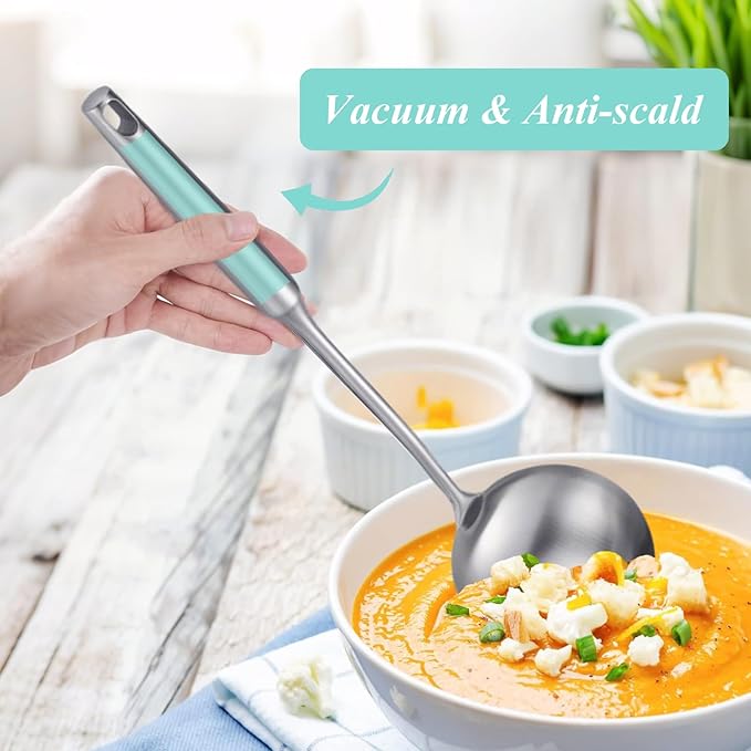 Soup Ladle, Metal 316 Stainless Steel Kitchen Ladles Spoon, Large Cooking Ladel - Image 5