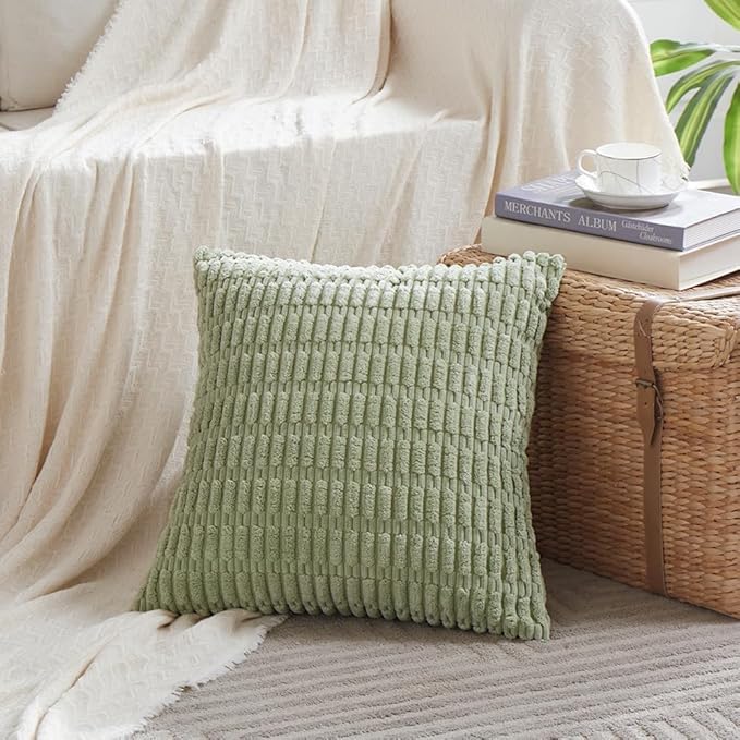 Fancy Homi 4 Packs Sage Green Decorative Throw Pillow Covers 26x26 Inch - Image 2