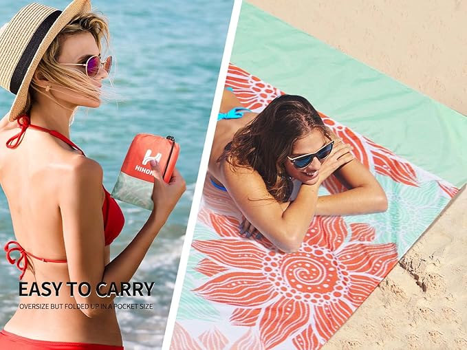 HIHOHO Beach Blanket Waterproof Sandproof Extra Large Beach Mat 79" X - Image 5