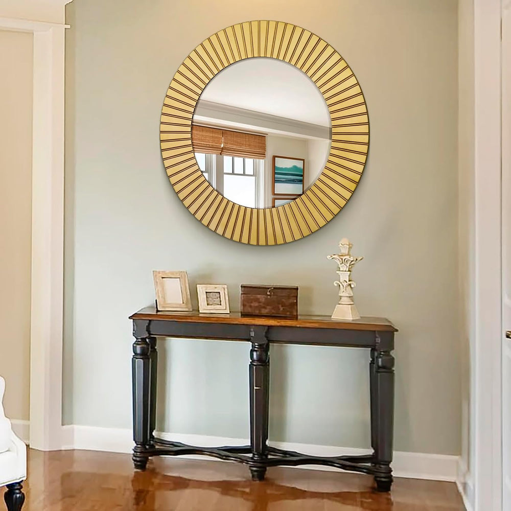 Chende Round Gold Mirror, 36'' Large Decorative Mirror for Wall with ...