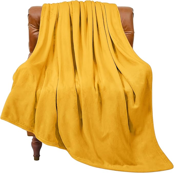 BEDELITE Fleece Blanket Twin Size Yellow Throw Blanket by BEDELITE
