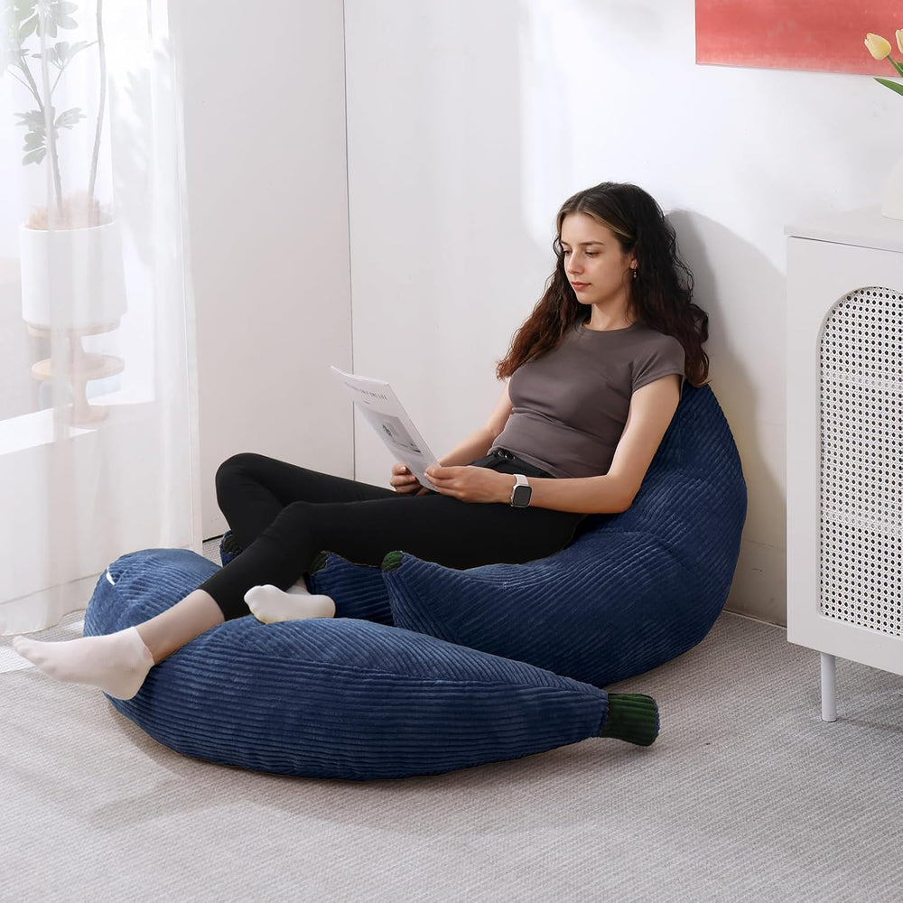 Banana Chaise Lounge Sofa Chair for Living Room, Bean Bag Chair with Ottoman,...