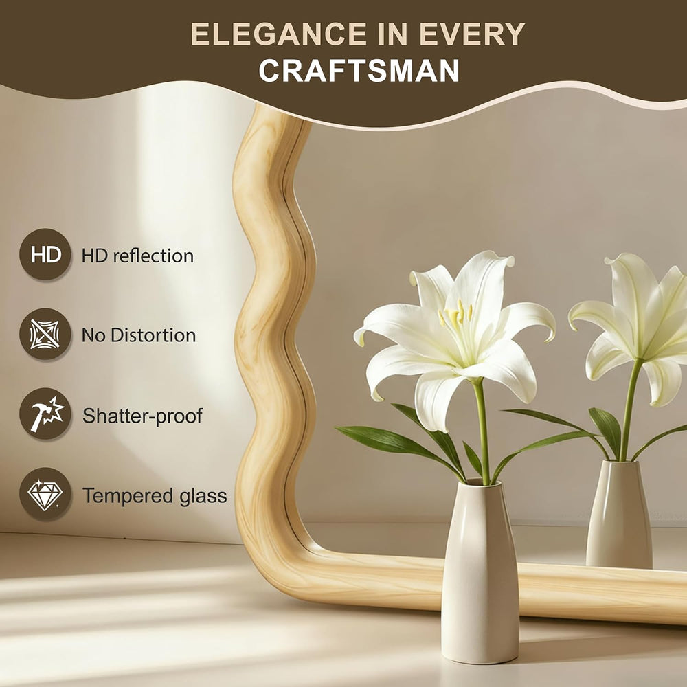Wavy Mirror for Wall, 30"x20" Bathroom Vanity Mirror