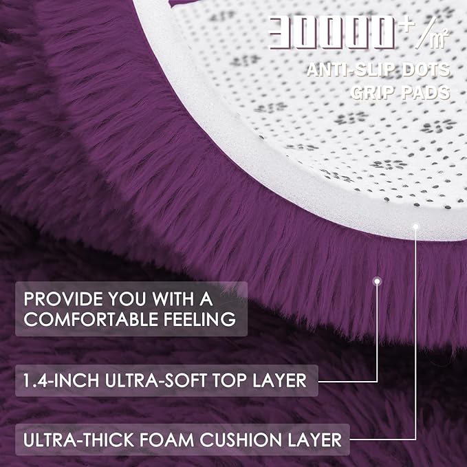 OLANLY Dark Purple Round Rugs for Bedroom - Image 7