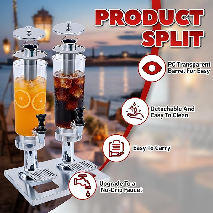 2-Gallon Drink Dispenser with Stainless Steel Drip Tray
