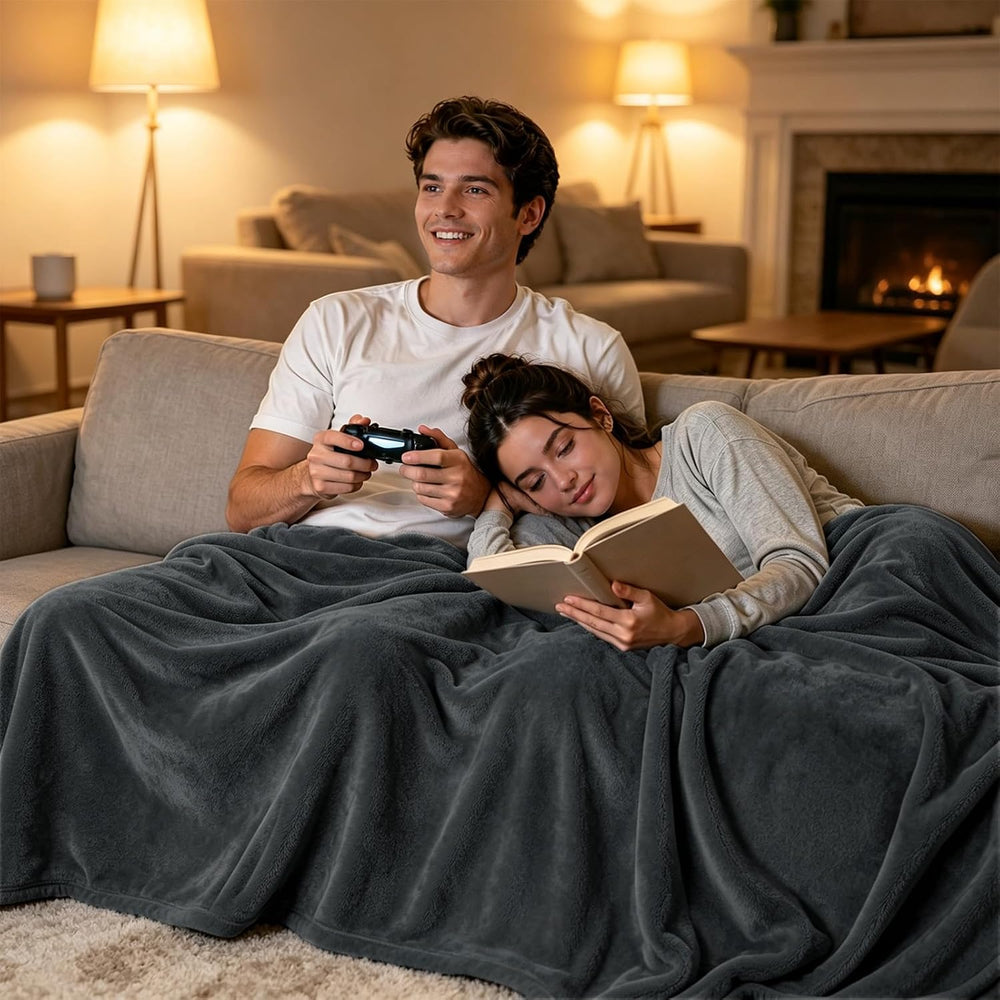 LOOBANI Waterproof Blanket for Queen Bed, Couch, 80" x 80", Gray