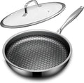 Non Stick Frying Pans with lid, 10 inch Hybrid Frying Pans Nonstick, non stick by KURRUNGIE