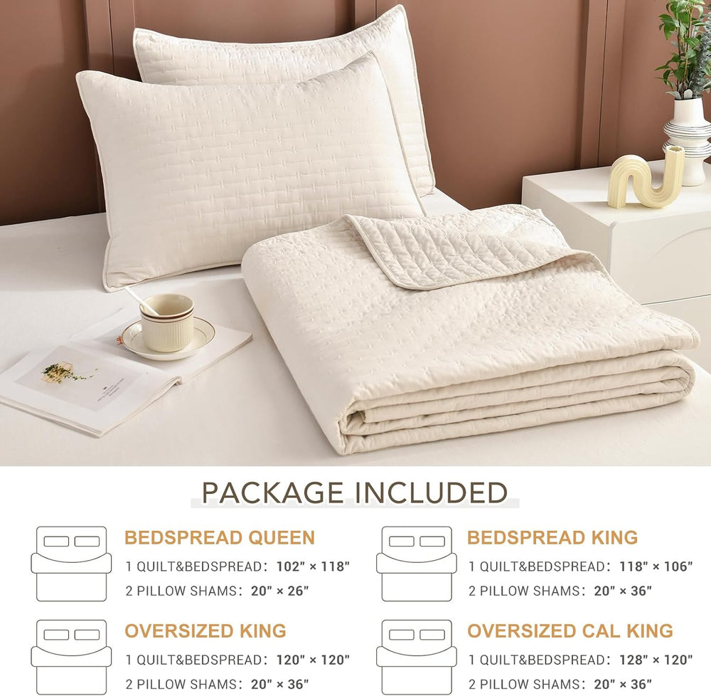Lady Ann Oversized California King Size 120x120 Bedspread Set, 3pcs Extra Lar...