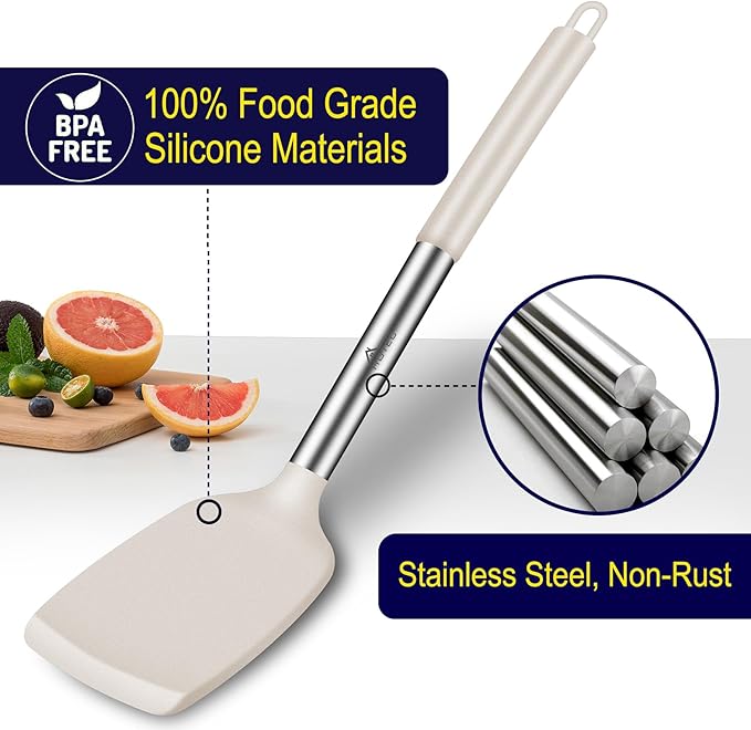 HOTEC Silicone Spatula Set of 2 Heat-Resistant 600°F & BPA-Free Kitchen - Image 3