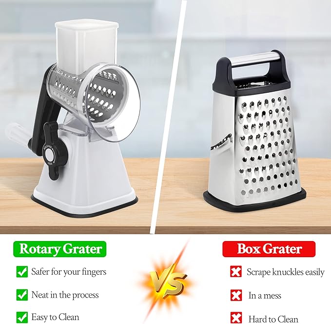 Cheese Graters with Handle, Manual Cheese Shredder Rotary Grater with 3 - Image 7