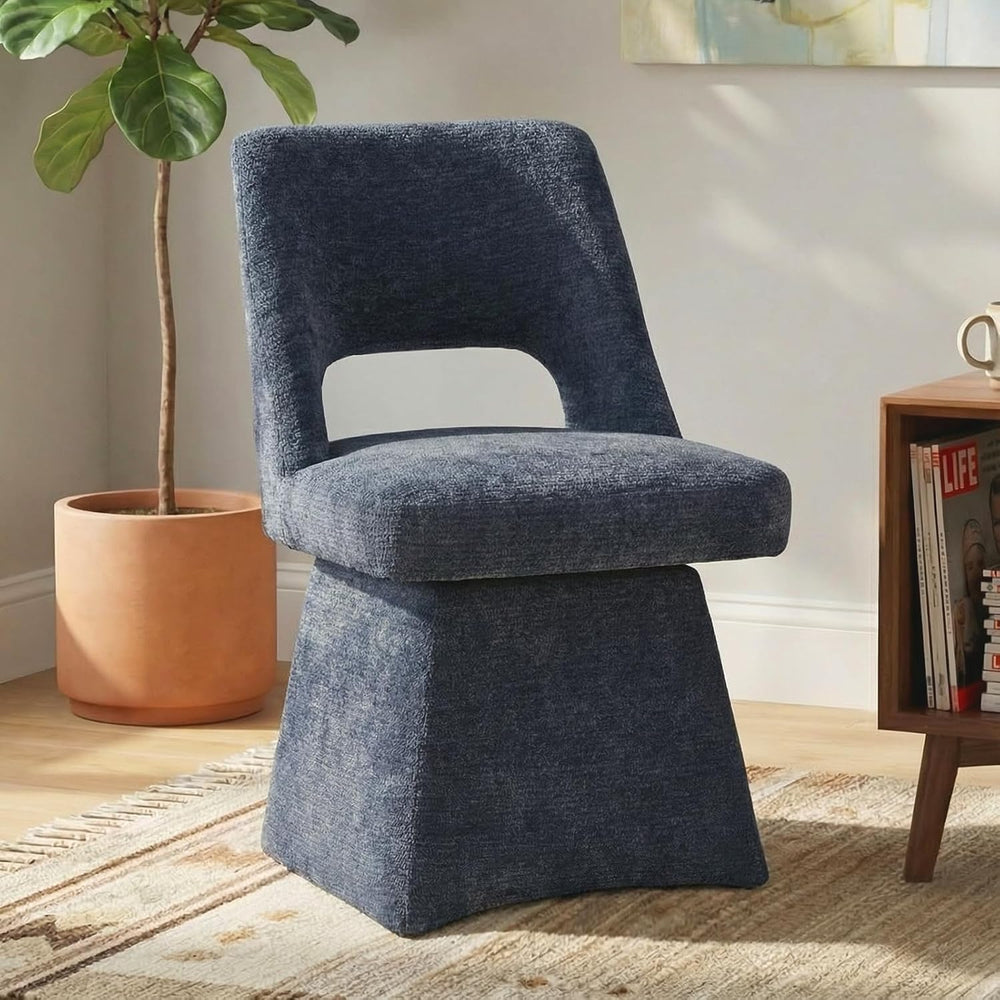 VKNOW Upholstered Swivel Dining Chairs, Modern Dining Room Chairs with Open B...