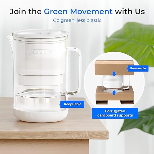 Waterdrop PT-09W 10-Cup Large Glass Water Filter Pitcher, Eco-Friendly - Image 9