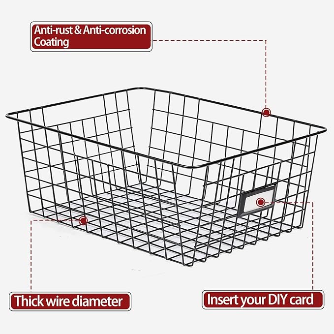 8 Set, Extra Large Wire Baskets - Image 7