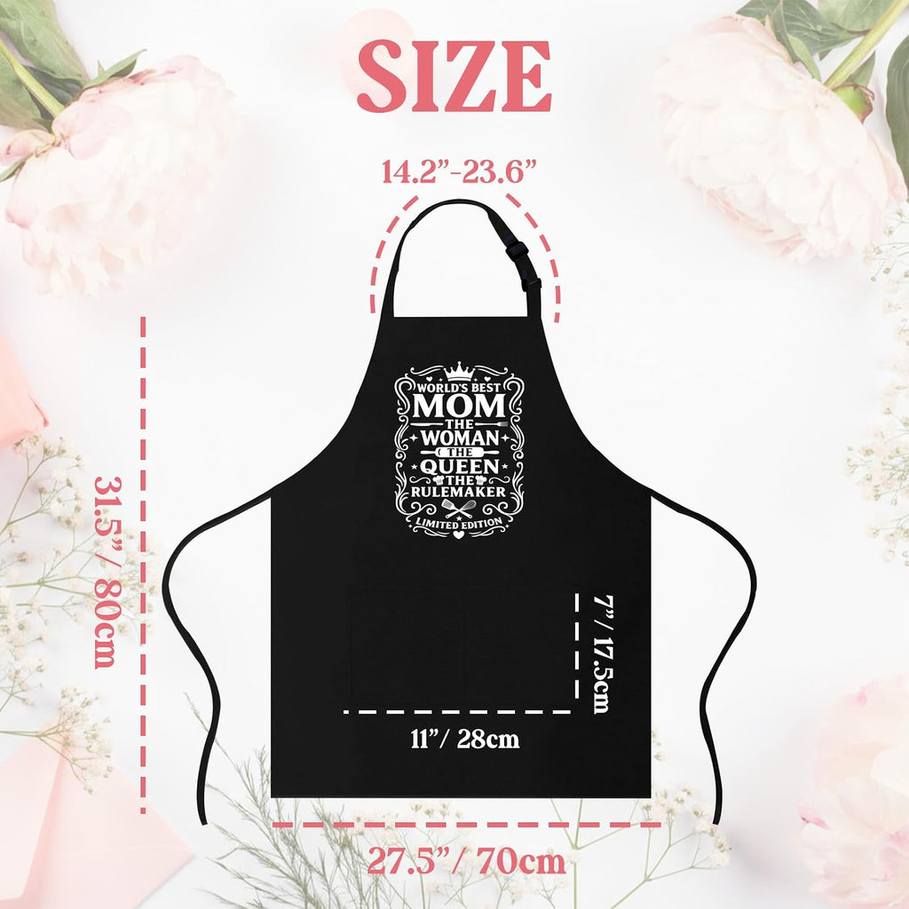 Funny Aprons for Mom, Kitchen Cooking Apron with 2 Pockets for Mother | Cute Baking Apron for Mum, Retirement Birthday Gift for Mother Wife Stepmom