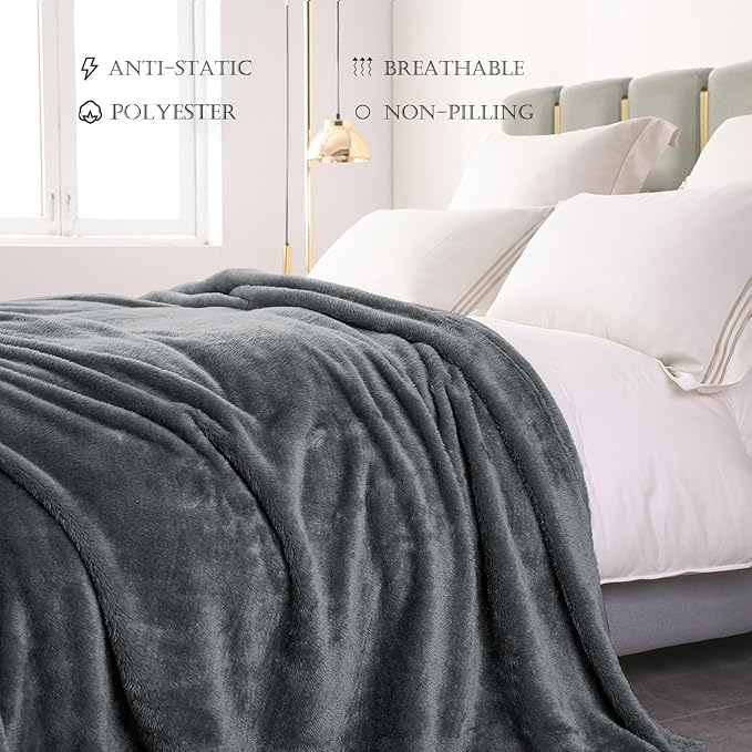 Exclusivo Mezcla Plush Fuzzy Fleece Bed Blanket Queen Size, Super Soft - Image 4
