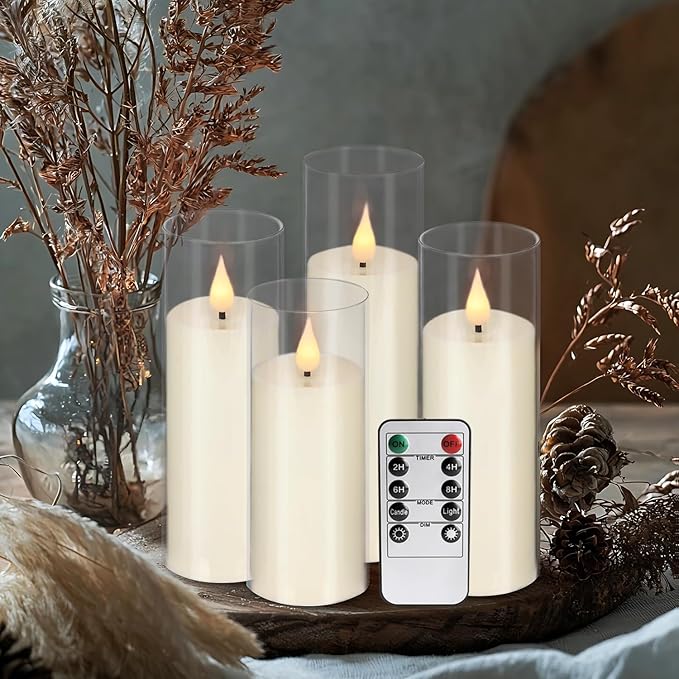 Flickering Flameless Candles Battery Operated with Remote,Led Pillar Candles ...