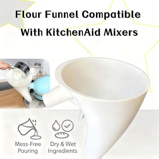 Flour Funnel for KitchenAid Mixer 5 Qt, Anti-Splash Attachment for Tilt-Head - Image 2