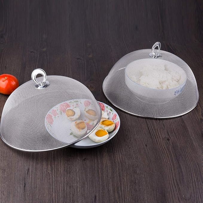 Ochine Stainless Steel Mesh Dome Food Cover Round Splatter Cover Screen Food - Image 3
