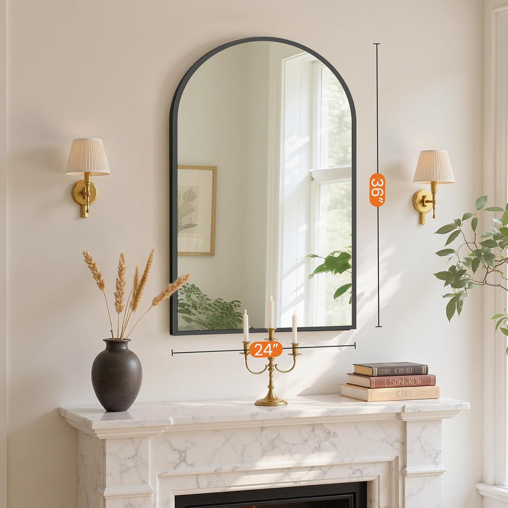 Sweetcrispy 24"x36" Arched Black Bathroom Mirrors for Wall, Vanity ...