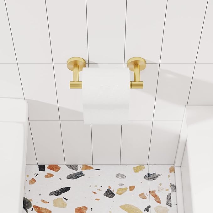 RARXTR Gold Toilet Paper Holder SUS304 Stainless Steel Double Post Pivoting - Image 3