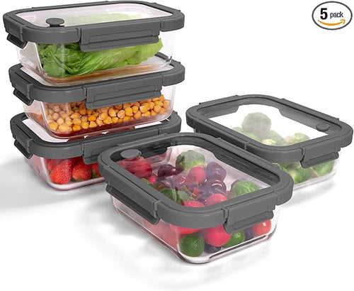 5-Pack Borosilicate Glass Containers by BOROHOUSE