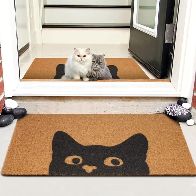 UINI Door Mat Outdoor Indoor Welcome Mats, Cute Cat Front Doormat, Non Slip - Image 2